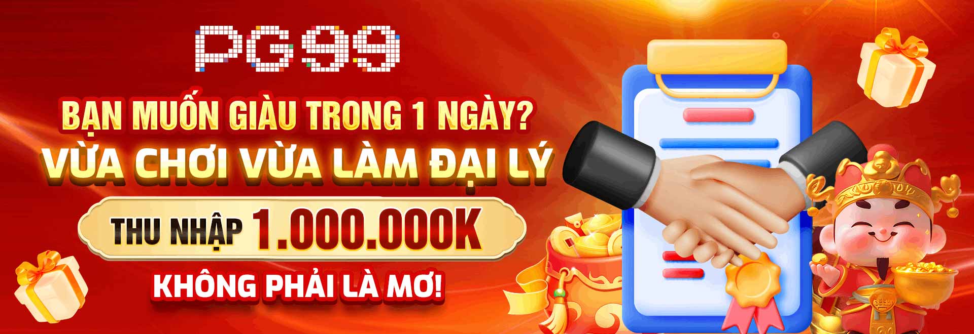 PG99 hợp tác đại lý thu nhập 1.000.000K mỗi ngày